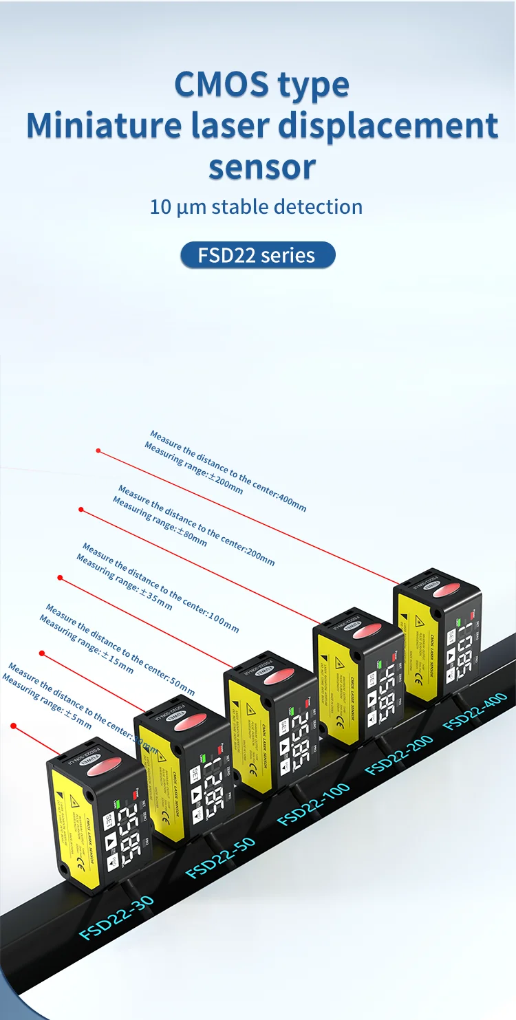 FSD22Square Shape Series High-Precision Analogue Height Thickness laser Displacement Sensors Measuring Sensor Switch Micro laser – Detail 1