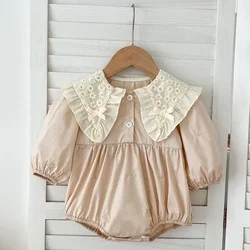 Autumn Infant Baby Girls Romper Baby Clothes Newborn Embroidered Bow Princess Cotton Rompers Lace Kids Baby Jumpsuit Playsuit