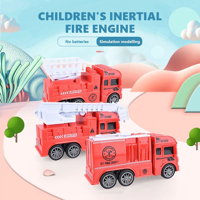 

1:50 3in1 Fire Truck Toy Set Model Simulation Children's Inertial Ladder Lift Plastic Construction Engineering Vehicle Toys