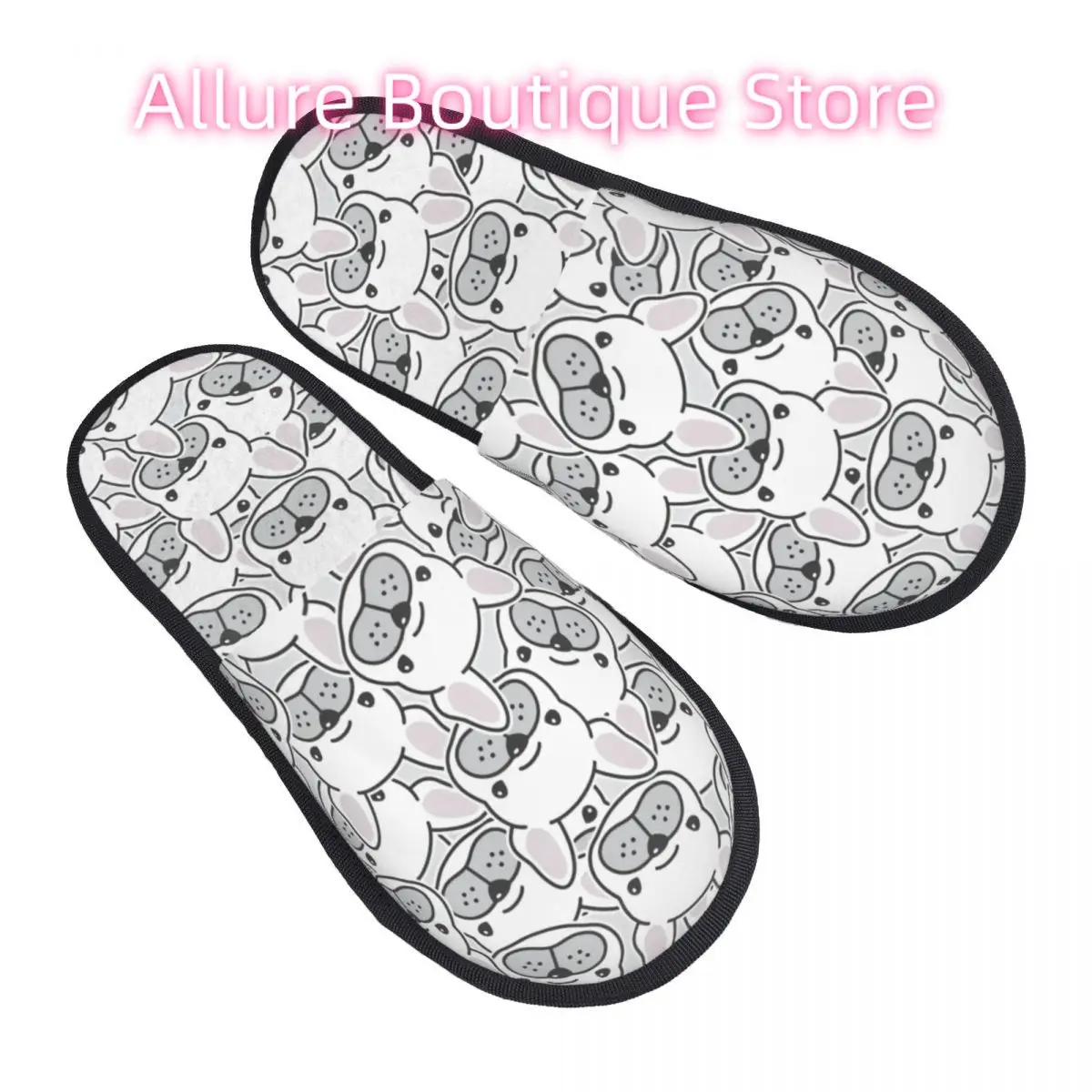 

Тапочки для гостей щенка французского бульдога на заказ для спальни, женские домашние тапочки с рисунком головы собаки