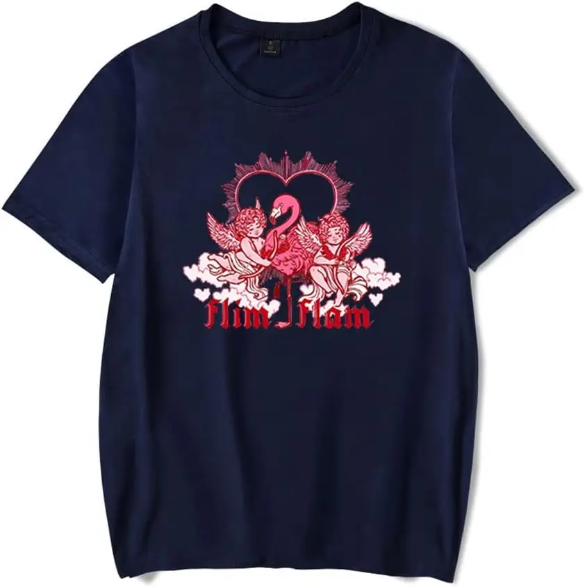 

Flim Flam Cherub Flamingo Round Neck Casual T-shirt Lightweight And Soft For Both Men And Women