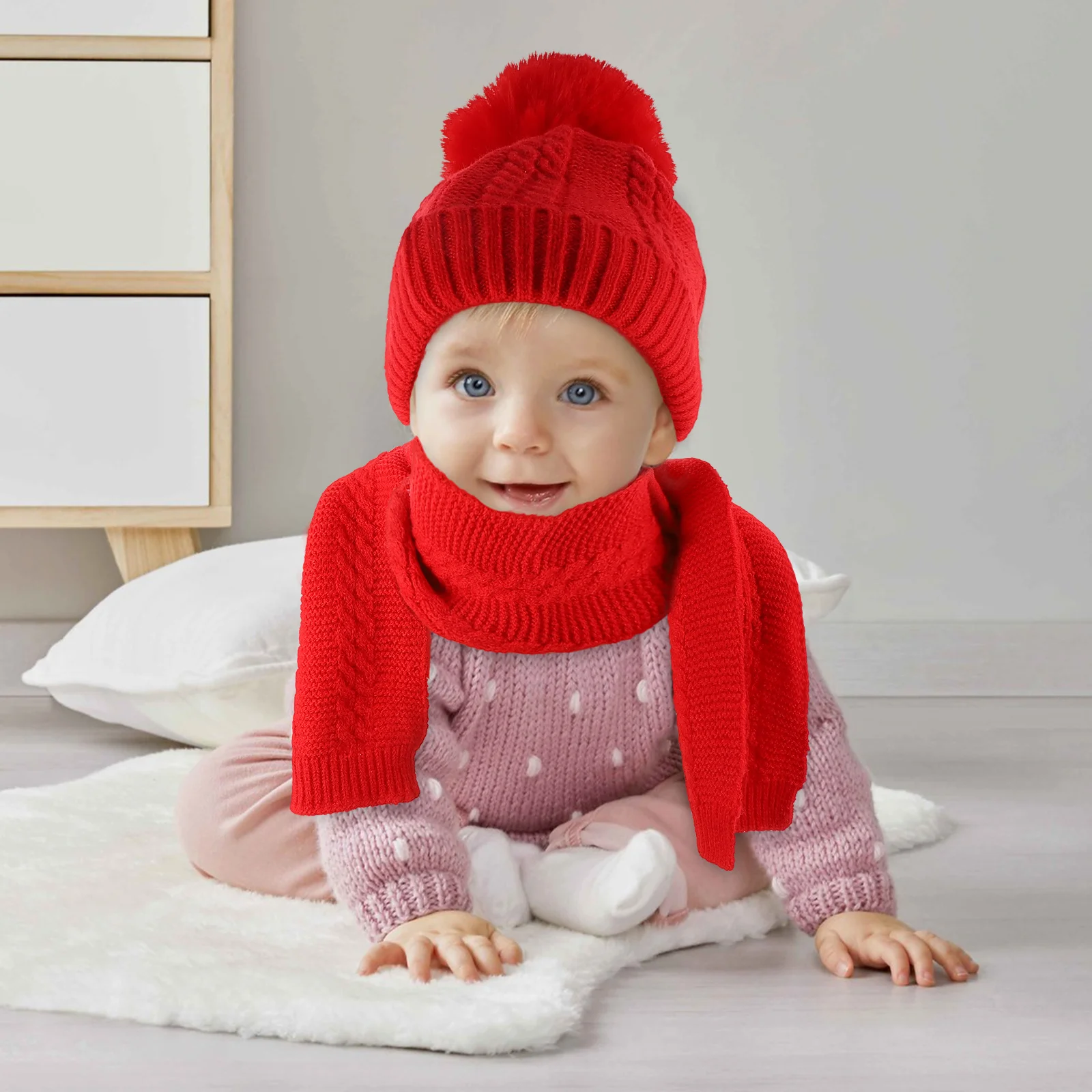 1 set Knitted Hat Scarf Set Soft Warm Lining Winter Outdoor Beanie Muffler Gaiter For Riding Skiing Hiking