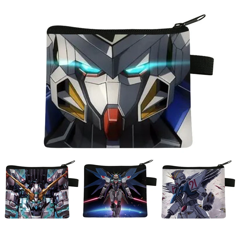 Gundam Wallet Anime Coin Purse Cartoon Children Portable ID Card Holder Fashion Boy Girl Coin Wallet Zipper Key Storage Bag Gift