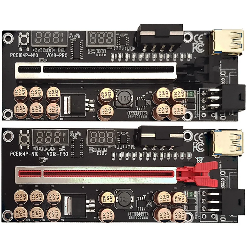 

L71AVER018 PRO PCI-E Riser Card USB 3.0 Cable 018 PLUS PCI Express 1X To 16X Extender PCIe Adapter for BTC Mining(Red)