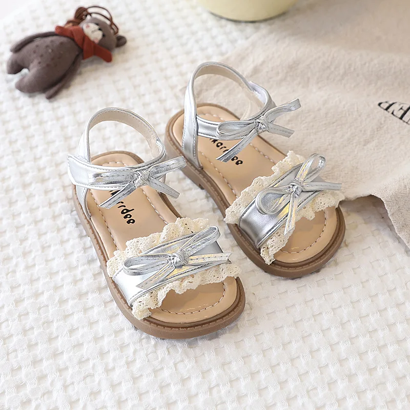 

Little Girl's Shoes Bowknot New Summer Girls' Open-toe Sandals Princess Style, Beach Shoes, Soft Sole, Non-slip and Comfortable