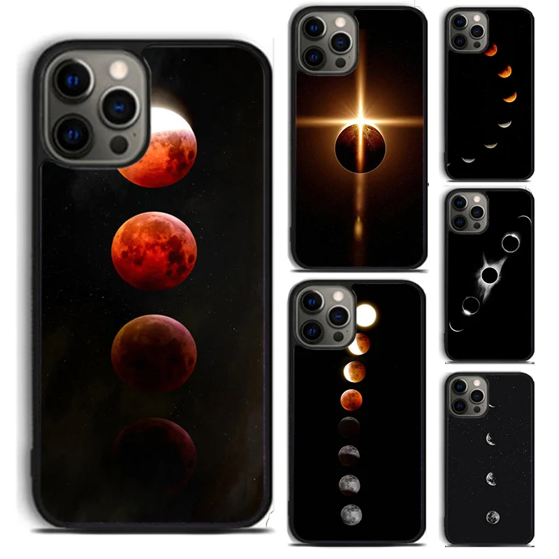 Moon Space Lunar Eclipse Planet phone Case Cover For iPhone 16 15 14 Plus XR XS apple 16 11 12 13 mini Pro Max coque