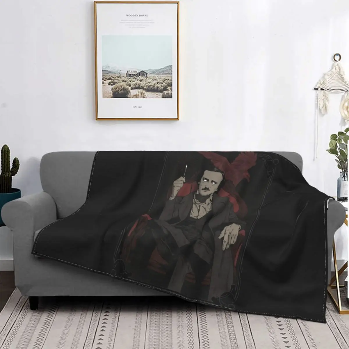 Edgar Allan Poe Blanket Autumn On Couch On The Sofa Faux Fur Mink Family Expenses