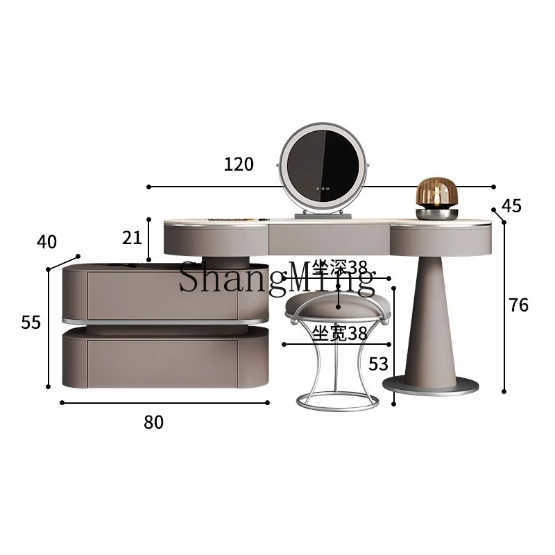 CLhigh-end small apartment rock slab makeup table integrated table light luxury dresser solid wood simple bedroom
