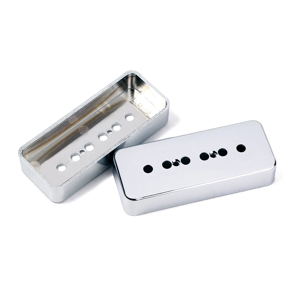 Pair of P90 Soapbar Pickup Cover Neck & Bridge Guitar Pickup Covers 50mm Pole Spacing (Silver) guitar pickups cover