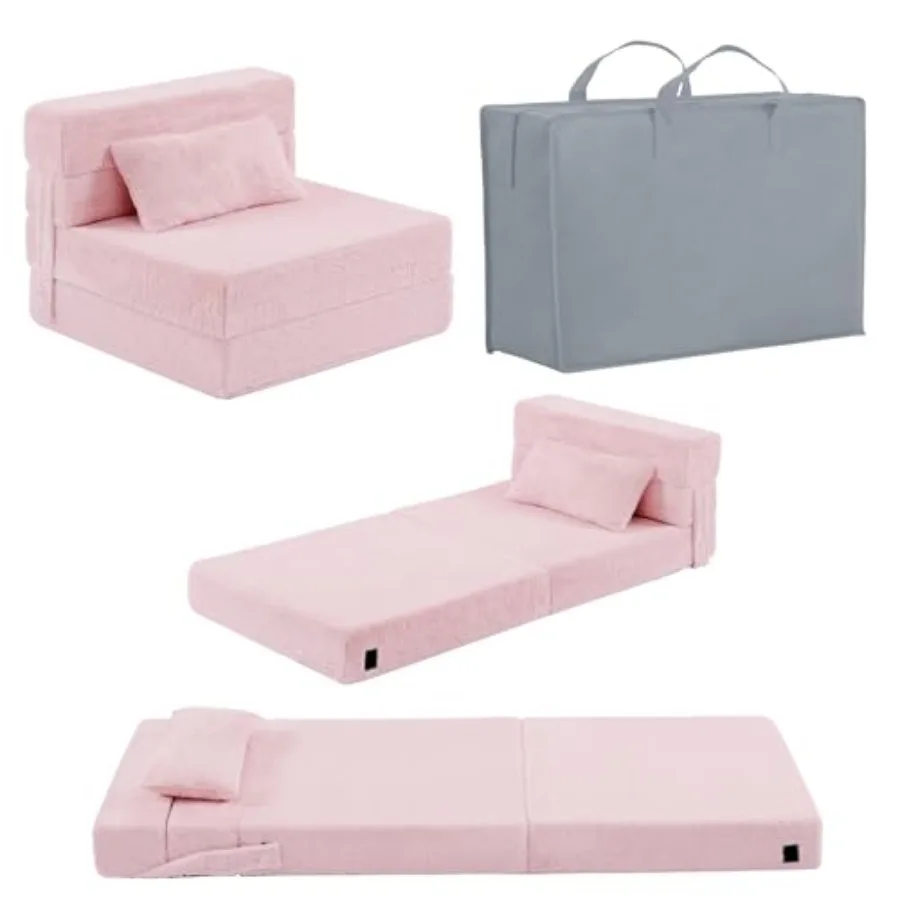 

Folding Sofa Bed Floor Mattress for with Pillow, Toddler Washable Folding Floor Nap Mat for Daycare, Child Fold Up Sofa Futon C