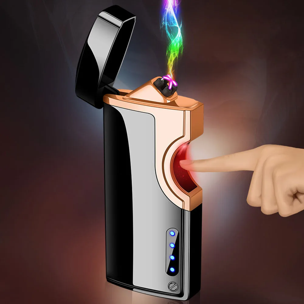 Creative Rechargeable USB Lighter Unusual Flameless Plasma Igniter cool gadgets Infrared Induction Dual Arc Electric Lighters