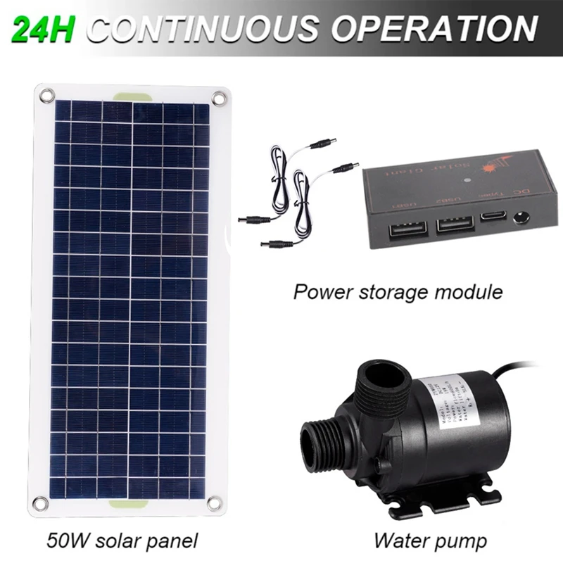 50W Plastic Water Pump 800L/H DC12V Solar Water Fountain Pump Low Noise For Family Garden Water Fountain Irrigation Pump