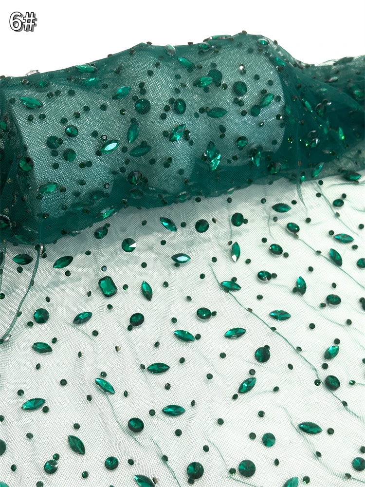 2025 แอฟริกาออกแบบผ้าคุณภาพสูง Handmade Rhinestone Heavy กระบวนการคริสตัลตกแต่งสําหรับชุดปาร์ตี้ Series, เย็บปักถักร้อยสุทธิ Lac