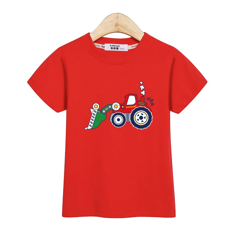 3-13T Summer Excavator T-shirt Children Cartoon Shirt Baby Boy Short Sleeved Top O-neck Cotton Tees