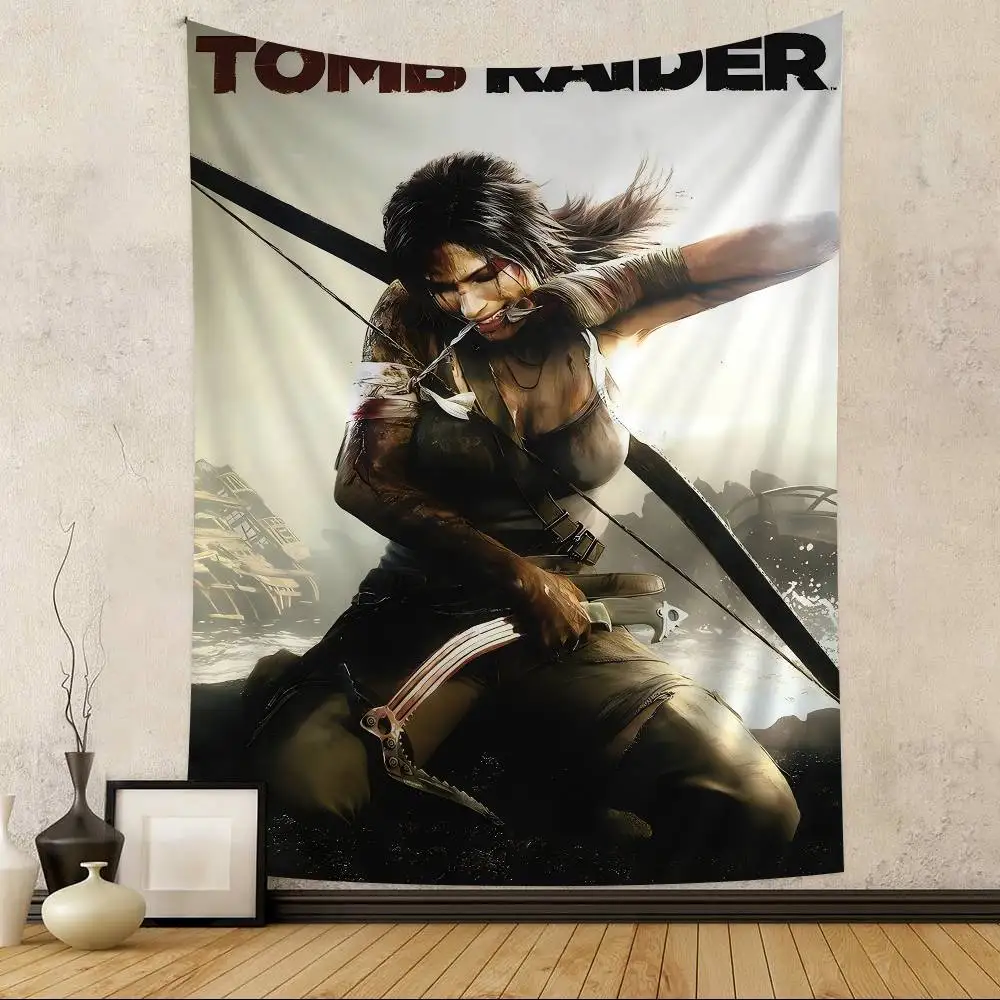 لارا كروفت تومب رايدر الكرتون نسيج الفن الخيال العلمي غرفة ديكور المنزل الجدار الشنق ديكور المنزل #4