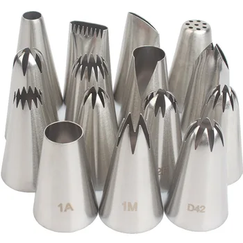 15pcs Piping Nozzles Set, Stainless Steel IcingCream Nozzles, Cake Piping Tips For…