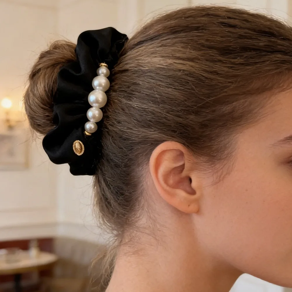 

Модные бархатные резинки для волос с жемчугом для женщин и девушек, элегантные держатели для хвоста