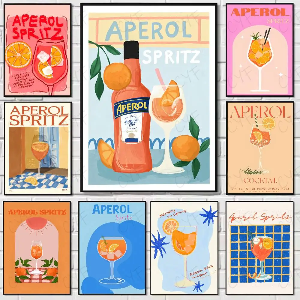 Juice Mojito Aperol S-Spritz Poster High Quality Dorm Living Room Aesthetic Wall Decoration Painting Stickers Gift