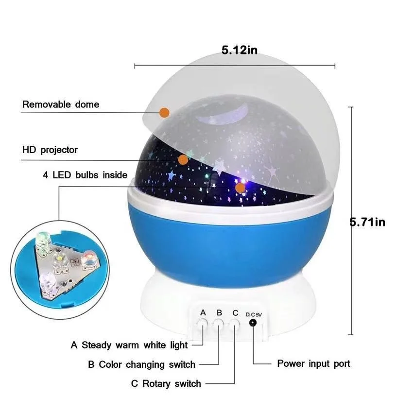 Galaxy Projector Starry Sky Rotating LED Night Light Planetarium Children Bedroom Star Night Lights Moon Light Kids Gift Lamp