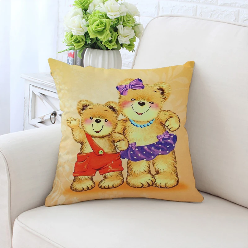 Schattig Sierkussen Hoes Teddybeer Sofa Decoratie Kussenhoes Beddecoratie Kussenhoes Verjaardag Aangepast Cadeau 45X45Cm