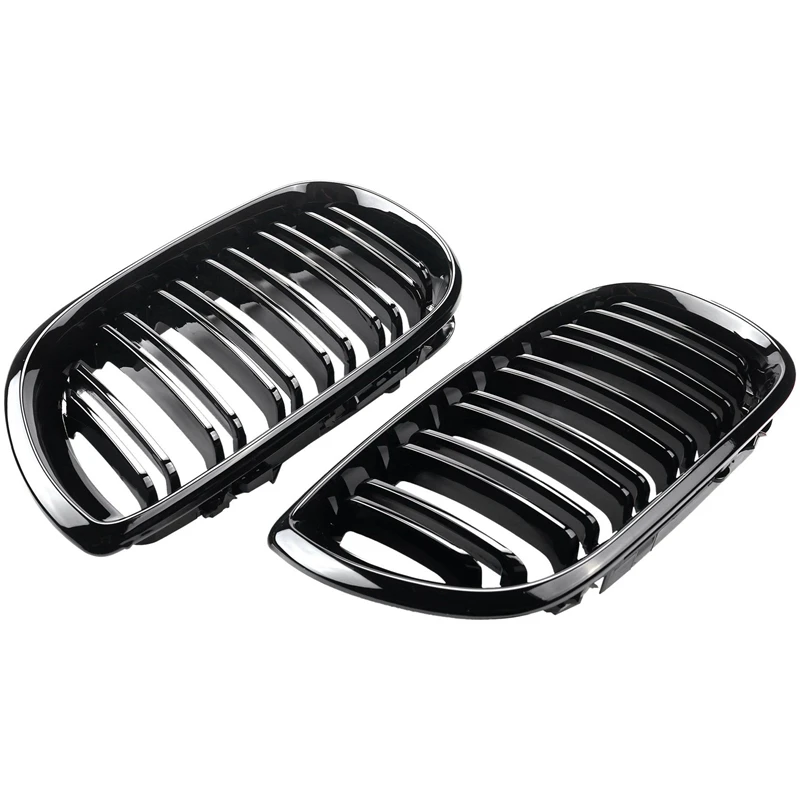 

8Pcs Car Style Gloss Black Front Kidney Double Slat Grill Grille For BMW E46 4 Door 4D 3 Series 2002-2005