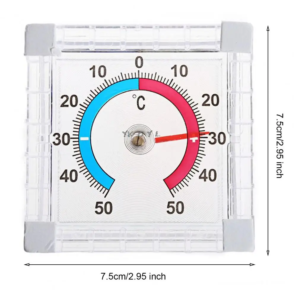 7.5cm Clock Window Thermometer Waterproof Adhesive Indoor Temperature Gauge High Accuracy Square Plastic Digital Thermometer