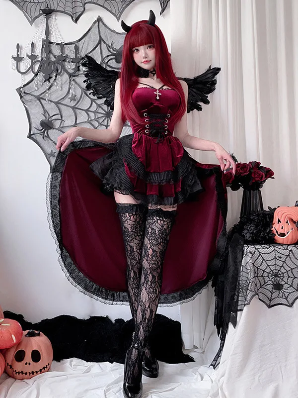 القوطية k Sle أزياء الهالوين النسائية الدكتور مصممة الساحرة العروس أداء الملابس الصينية المرحلة زي