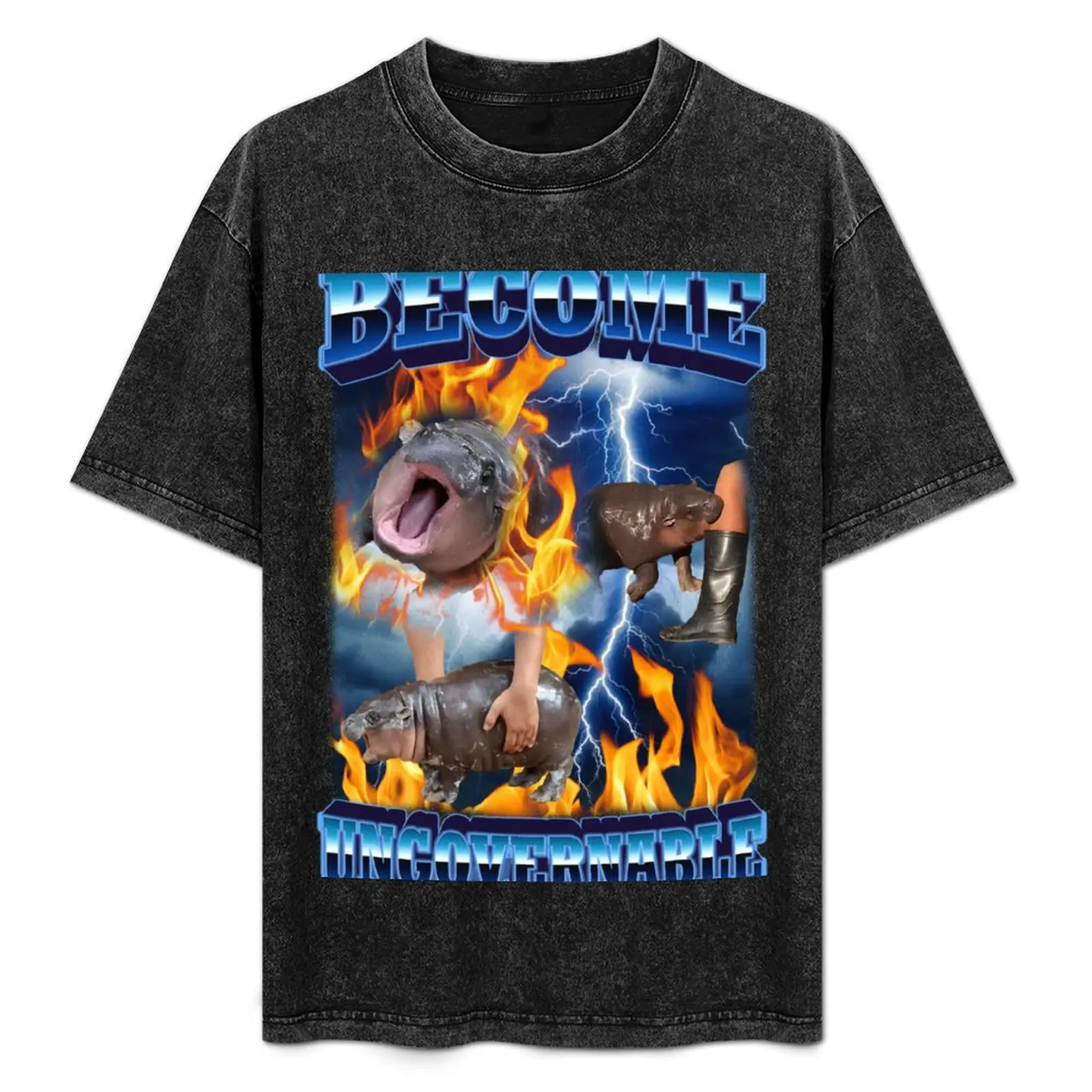 T-shirt décontracté « Become Ungovernable Funny Baby Pygmy Hippo Meme » pour grands et grands-tailles