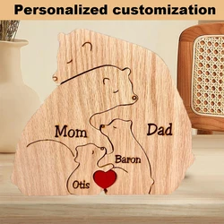New Bear Family Puzzle Free Personalized Engraving Animal Bear Ornaments Multilingual Customization Birthday Gift Decoration