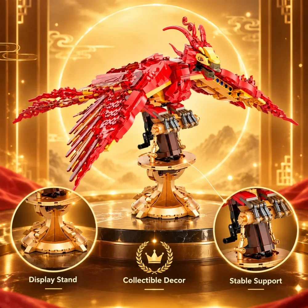 938pcs Technical Fire Phoenix Building Blocks, Gear Linkage Movie Magic Creature MOC Fine Detail, Holiday Adult Kids Gift