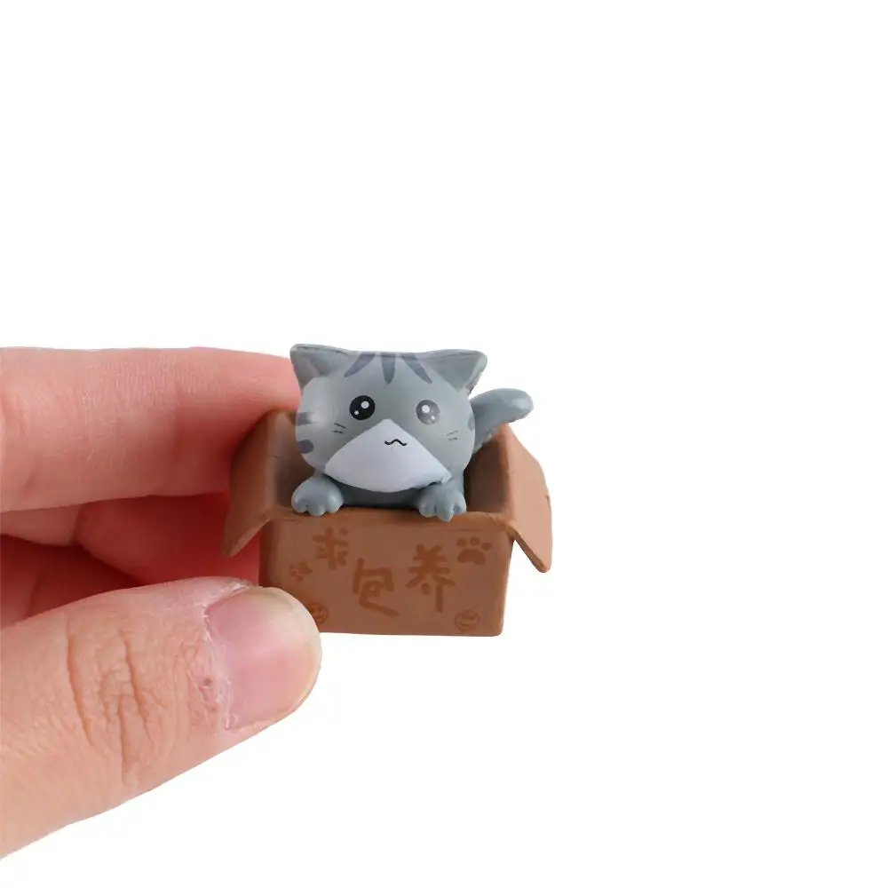 DIY Miniatures Garden Decoration Kitten Ornament Crafts PVC Poor Box Cat Small Statue Car Figurine Kitty Model