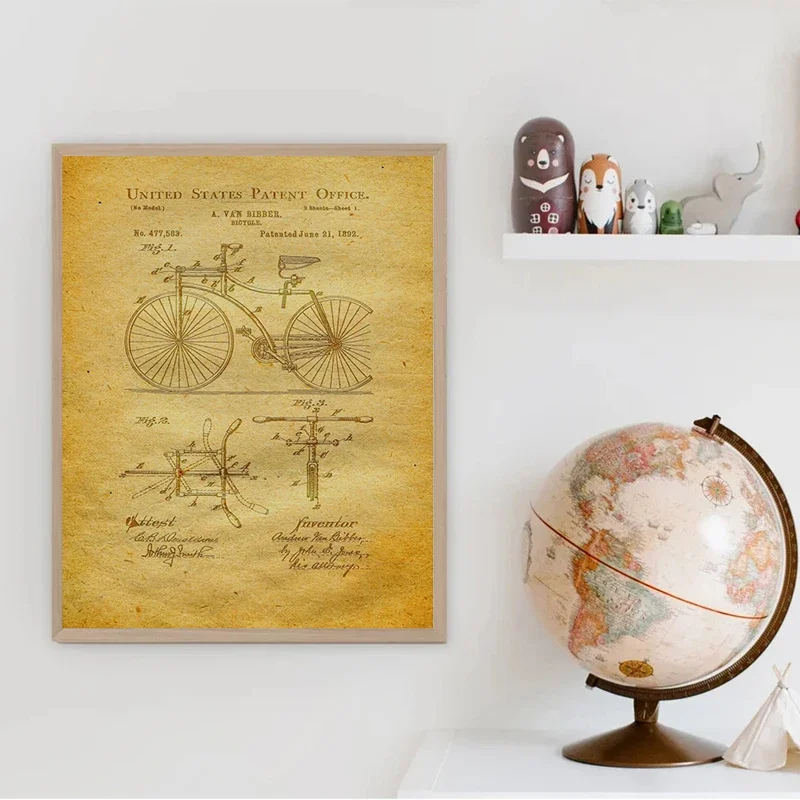 Classic Retro Posters Motorcycle Mechanical Structure Map Weapon Prints Vintage Home Study Room Decor Picture Art Wall Painting