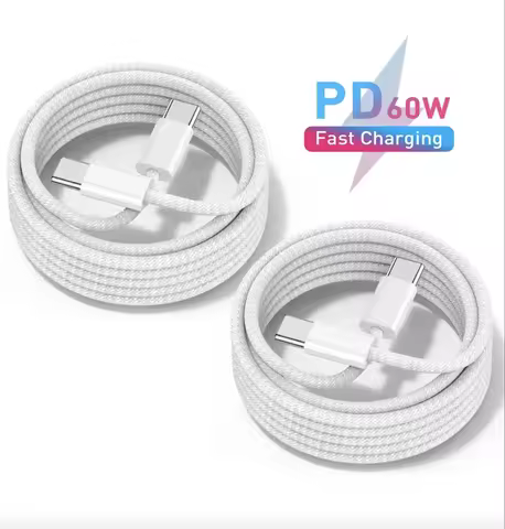 500Pcs 1M 60W 3A PD Fast Charging C Dual USB C Type c Cable For Samsung S22 S23 S24 Xiaomi Huawei iPhone 15 16 pro