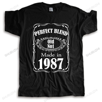 Classic Retro 80s PERFECT BLEND OLD NO1 MADI IN 1987 T shirts Father's day Idea Gift Tee for Papa Dad Bro Birthday Apparel