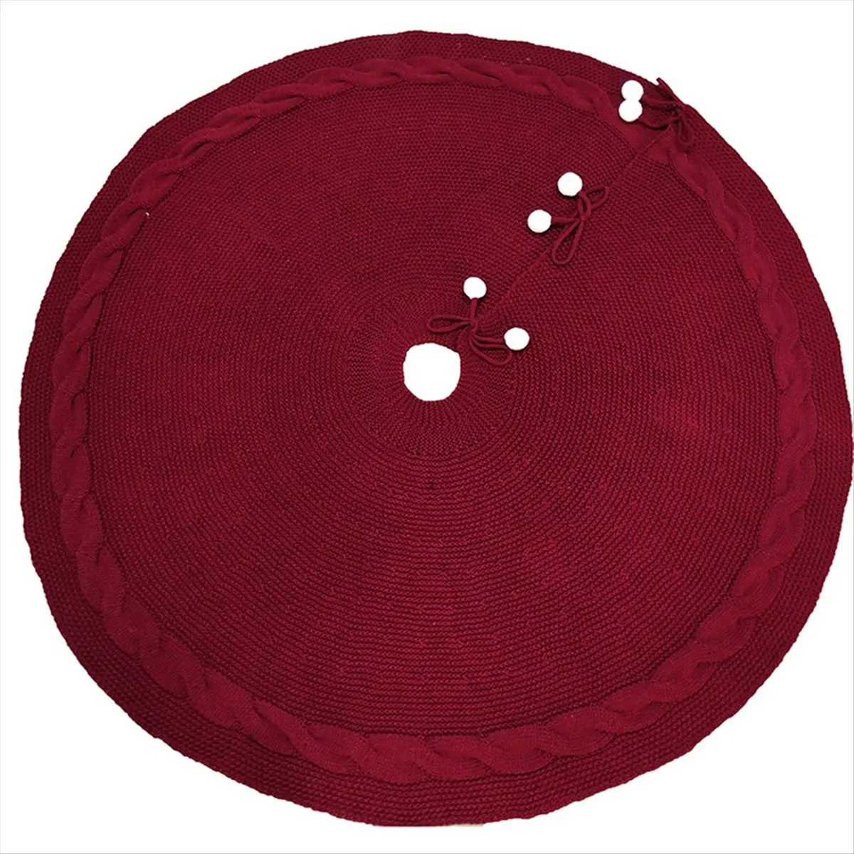 48 Inch Christmas Tree Skirt, Large Xmas Tree Skirts Round Base Skirt for 6-8FT Christmas Tree Decoration Xmas Decor Red