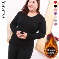 Women's Plus Size Thermal Underwear Set Brush Lining Long Johns Suit Warm Base Layer Underscrubs For Winter