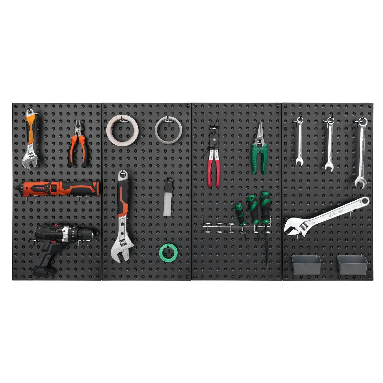 

Metal Pegboard Panels 4 Pcs 24x12 Inch Slatwall Panel Tool Board Wall Organizer for Garage Workshop Tool Storage