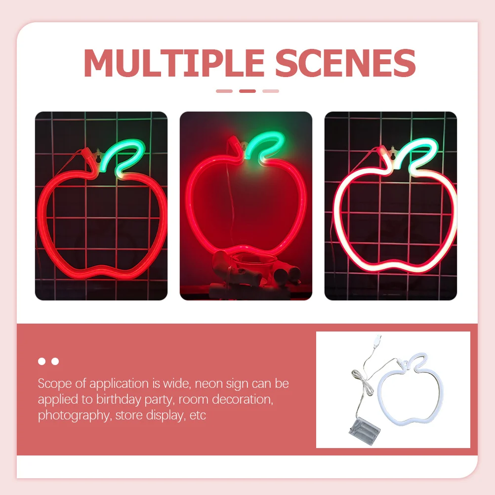 

Apple Shape LED Neon Sign Plastic Night Light Bedroom Wedding Party Decoration Neon Wall Lamp Pink Lamps for Girls Room Decor