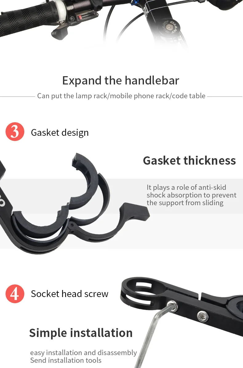 10/20/30 cm Fahrrad Lenker Erweiterte Halterung MTB Scheinwerfer Montieren Verlängert Bar Straße Mountainbike Lenker Extender rack Teile – Detail 5
