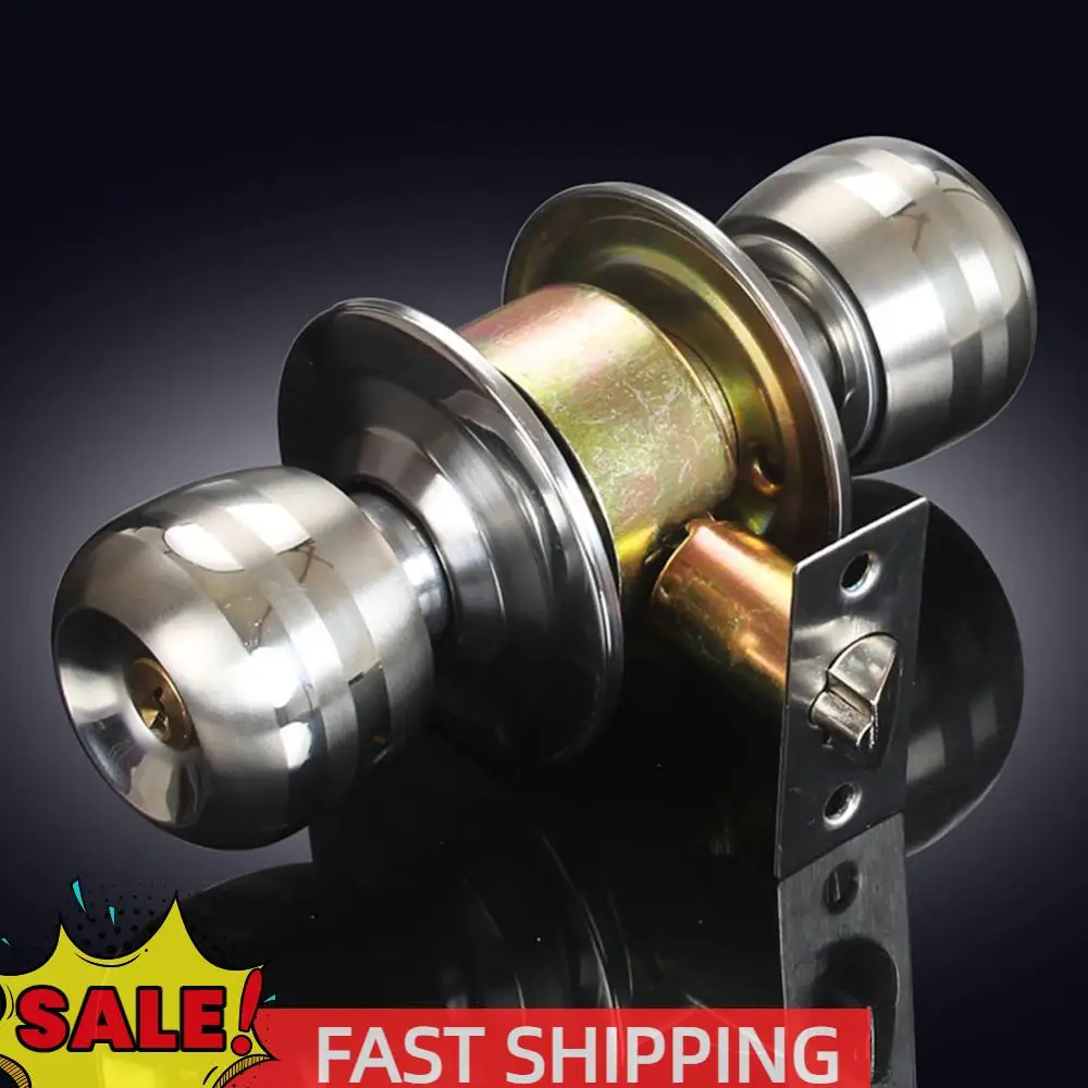 Eingangstürknopf mit Schlüssel, Kugel-Türknopf aus Edelstahl, Innen- und Außentürschloss für Innentüren, Schlafzimmer, Badezimmer