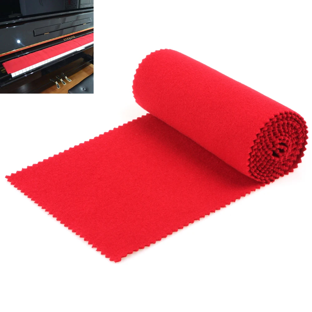 Soft Red Washable Piano Keyboard Protective Dust Cover Cloth for 76-88 Key Piano Cleaning Care Accessories 125x15cm/49.2x5.9inch