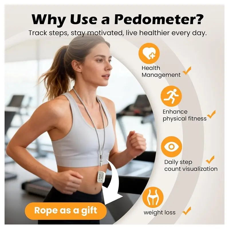 A89E-For Daily Activity Step Counter- 3D Pedometer For Walking, Accurate Digital Step Counter With Removable Lanyard, Fitness Tr