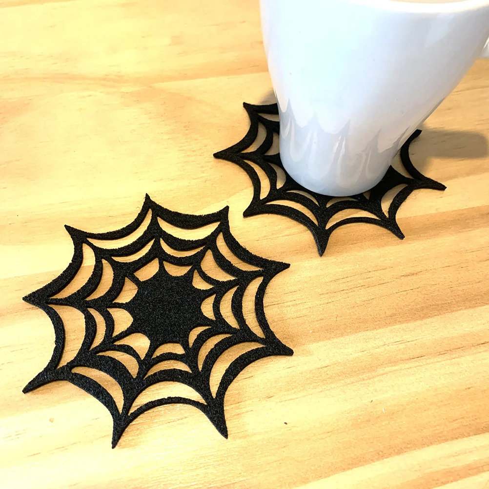 

3Pcs Halloween Spider Web Coasters Nonwoven Felt Placemat Heat Protection Table Mat Party Supplies Halloween Coasters