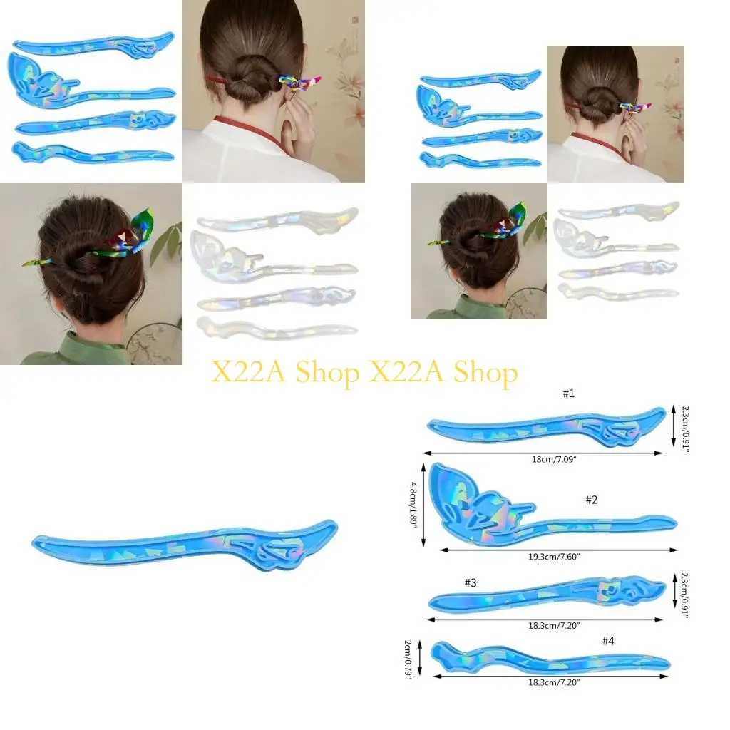 Unique Holographical Silicone Mold Vintage Hairpin Crystal Epoxy Resin Molds Hair Clip Jewelry Headdress Silicone Mold