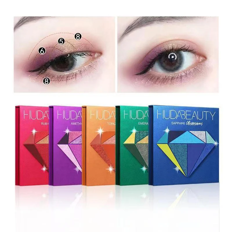 4PCS HUDA Base Makeup Set Foundation Lipsticks Eye Shadow Mascara Eye Lashes Brush Beauty Makeup Long-wearing Waterproof