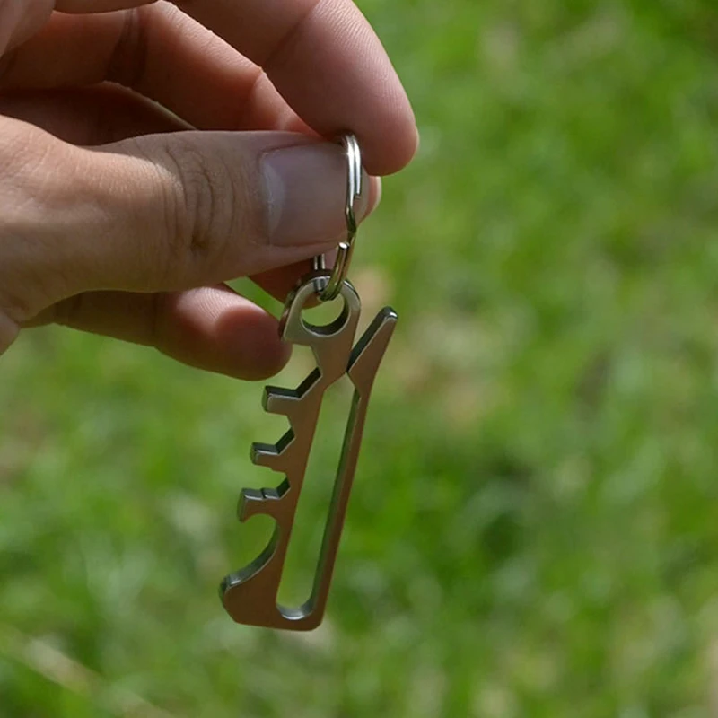U-shaped hook and loop bottle opener lock, 304 stainless steel outdoor multifunctional keychain, 56mm EDC wrench screwdriver