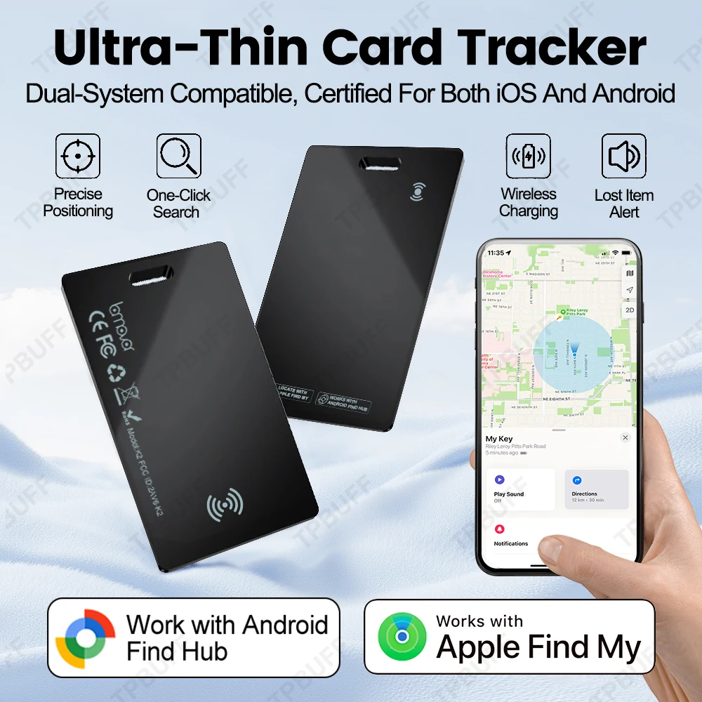 Picture 3: IOS Android Dual System Wallet Tracker Card Tracker Tag,Works with Google Find Hub App and IOS Waterproof for Keys Luggage Walle