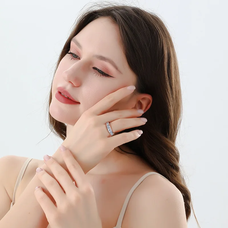 

PT950 Платиновое кольцо с муассанитом для женщин, 4 мм (0,3 карата), высококачественное изысканное модное кольцо унисекс, обручальное кольцо