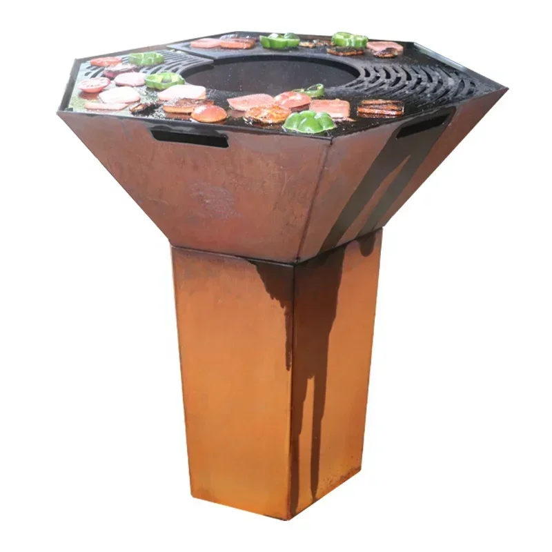 

Garden Corten Steel Bbq Grill Camping Outdoor Bbq Grills Metal Fire Pit Table