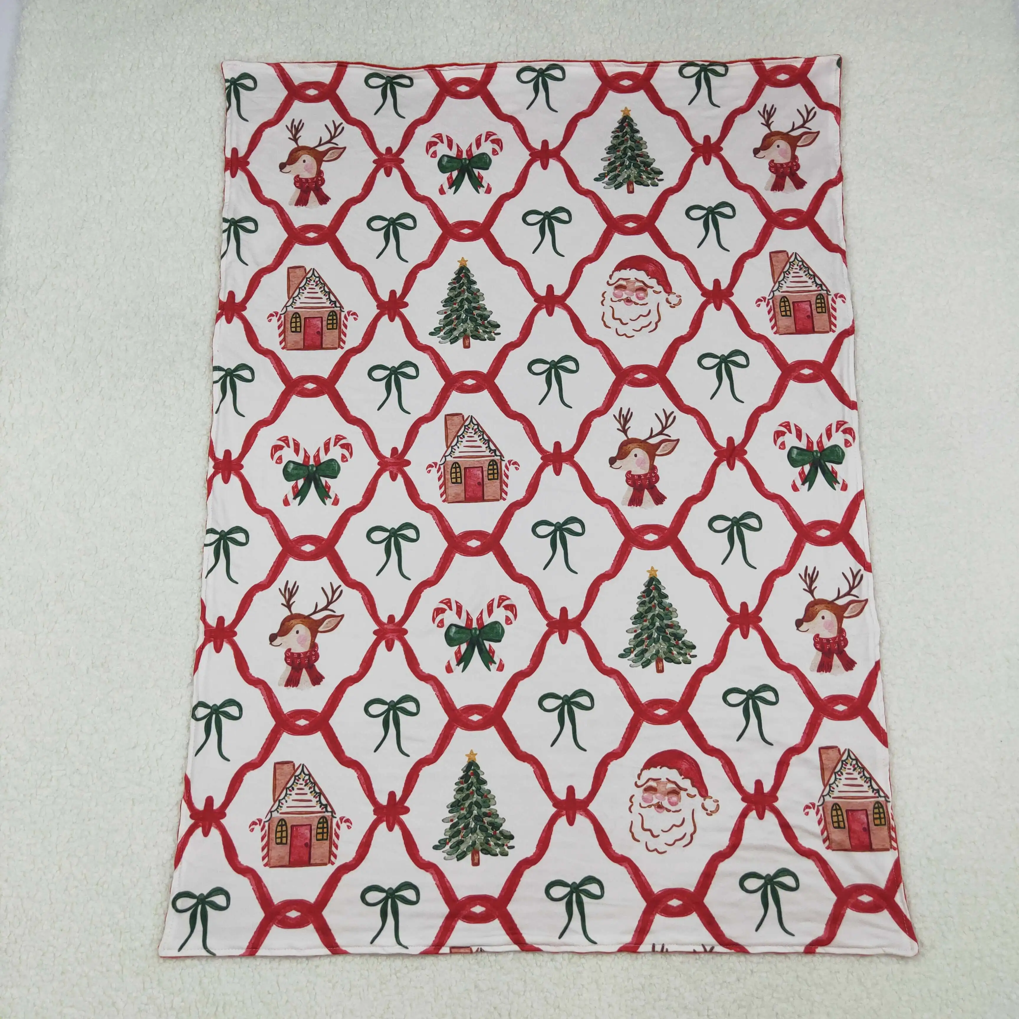 Couvertures de noël pour bébé, literie pour enfants, polaire, cerf, père noël, canne à sucre imprimée, flanelle, Plaid pour enfants, Boutique, couette fine rouge
